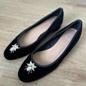 Black and Gold Flats with Decorative Embellishment